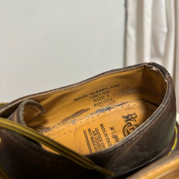 Dr. Martens 1561 VTG Brown Leather 4 Eye England Made Lace Up Oxford Shoes - Picture 5 of 8